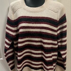 Striped Burgundy and Black Women's Sweater